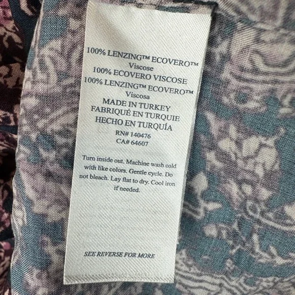 Faherty Brand Willa Top Purple Floral Paisley Blouse Boho Top XXS WTF2212-FKP - Picture 4 of 9